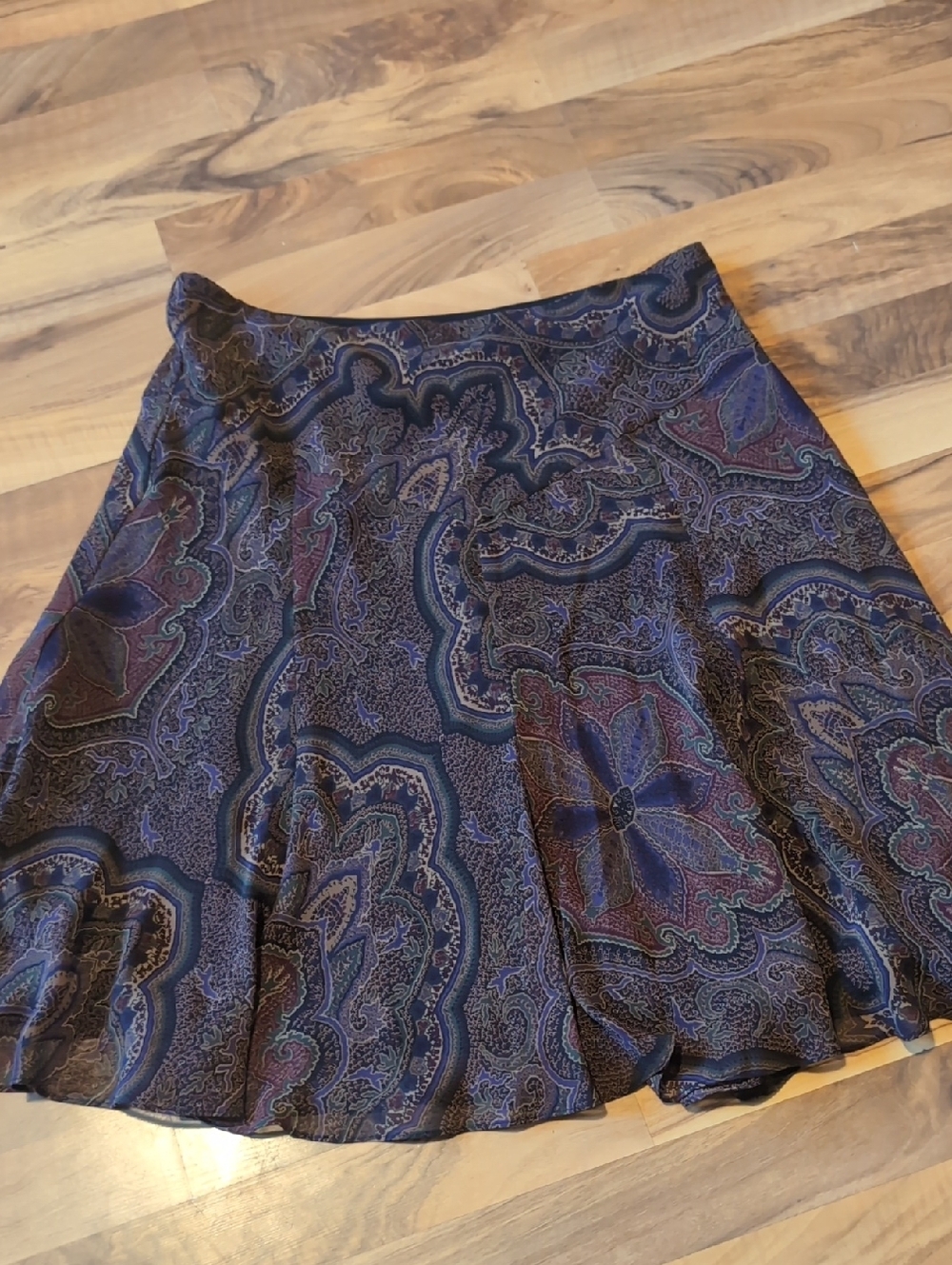 Chaps A-Line Paisley Skirt - Brown with Purple & Red Accents - Picture 4 of 5